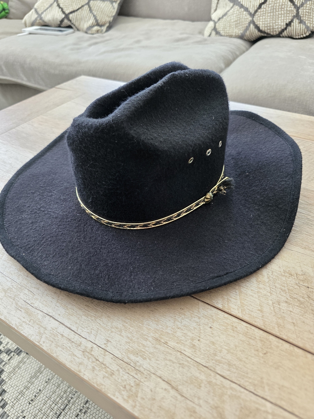 Western Express Black Felt Cowboy Hat Gold Band Western Rodeo